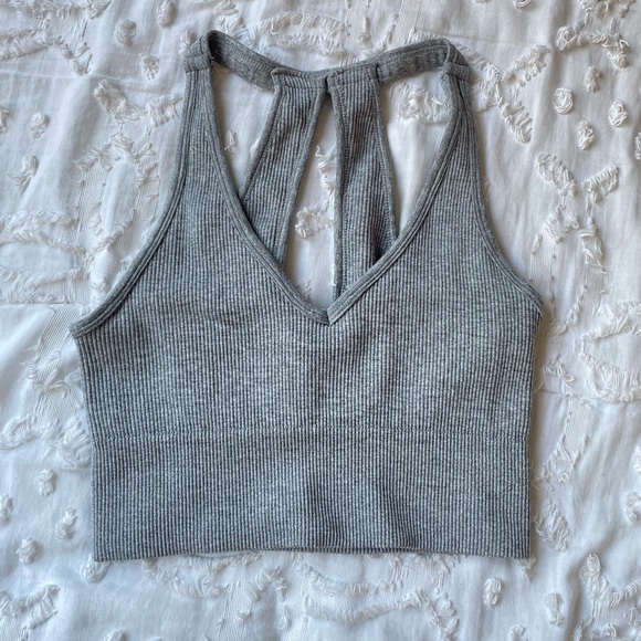 Yogalicious Gray Ribbed Seamless Bra - Picture 1 of 3
